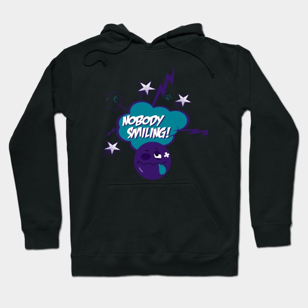 Nobody Smiling Emoji Grape Hoodie by StayHungryCo